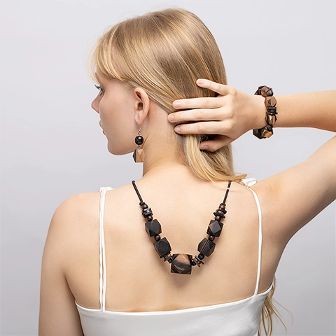Ta Mon Necklace handcrafted Jewelry for women, styled in an interior