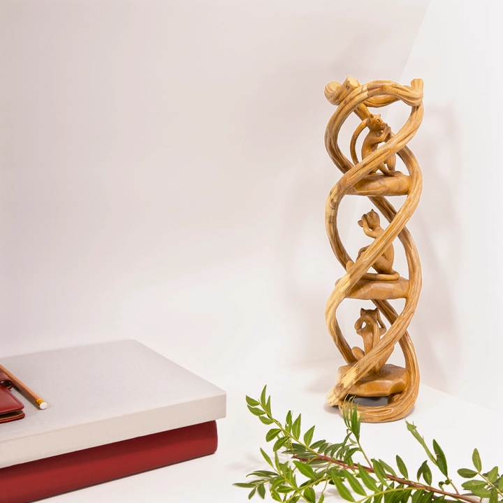 Wise monkeys handcrafted Animal Sculptures, styled in an interior