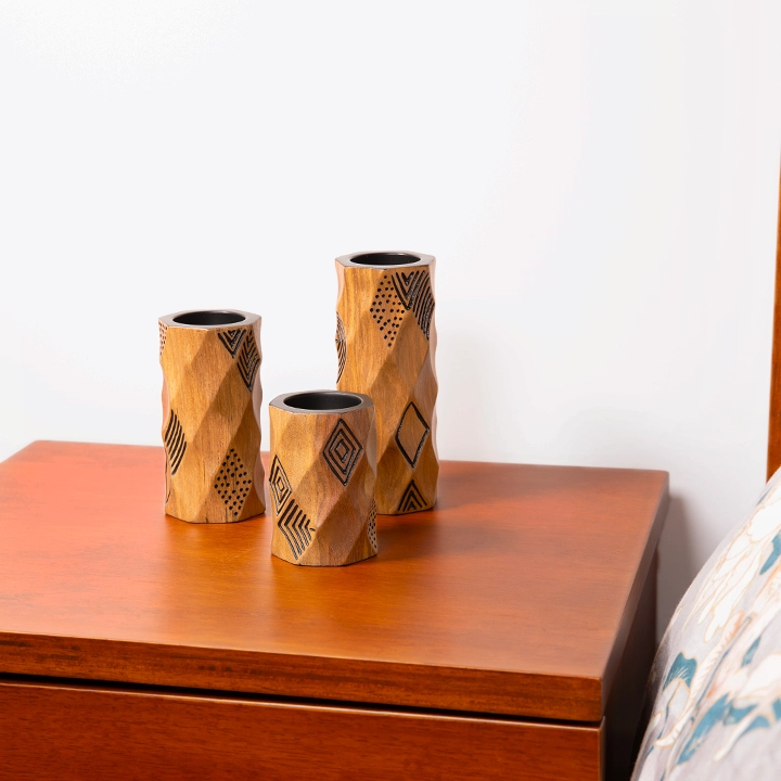 Tana handcrafted Candle Holders, styled in an interior