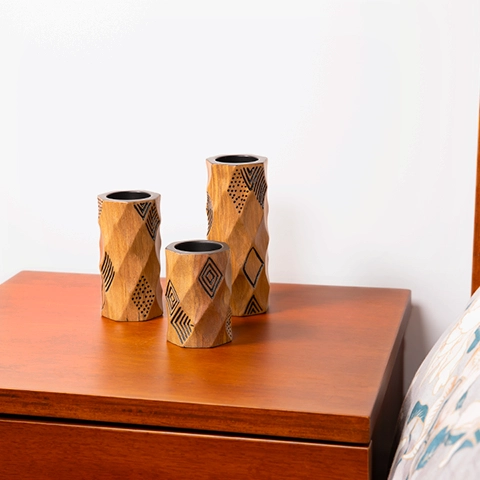 Tana handcrafted Candle Holders, styled in an interior