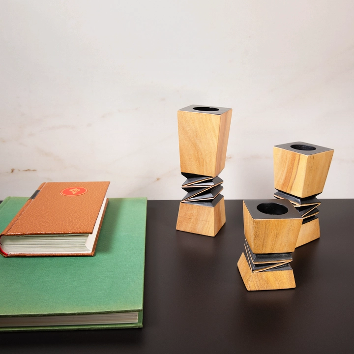 Tsara handcrafted Candle Holders, styled in an interior