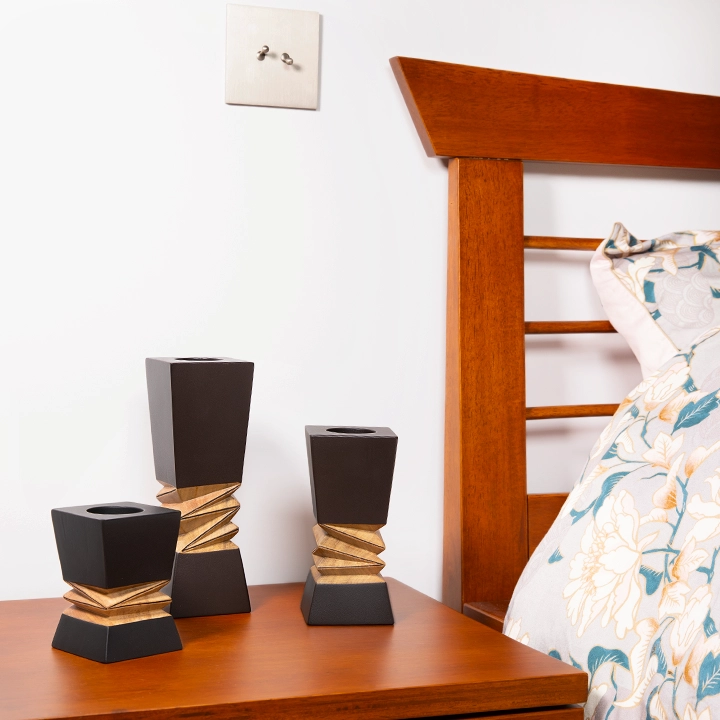 Tsara handcrafted Candle Holders, styled in an interior