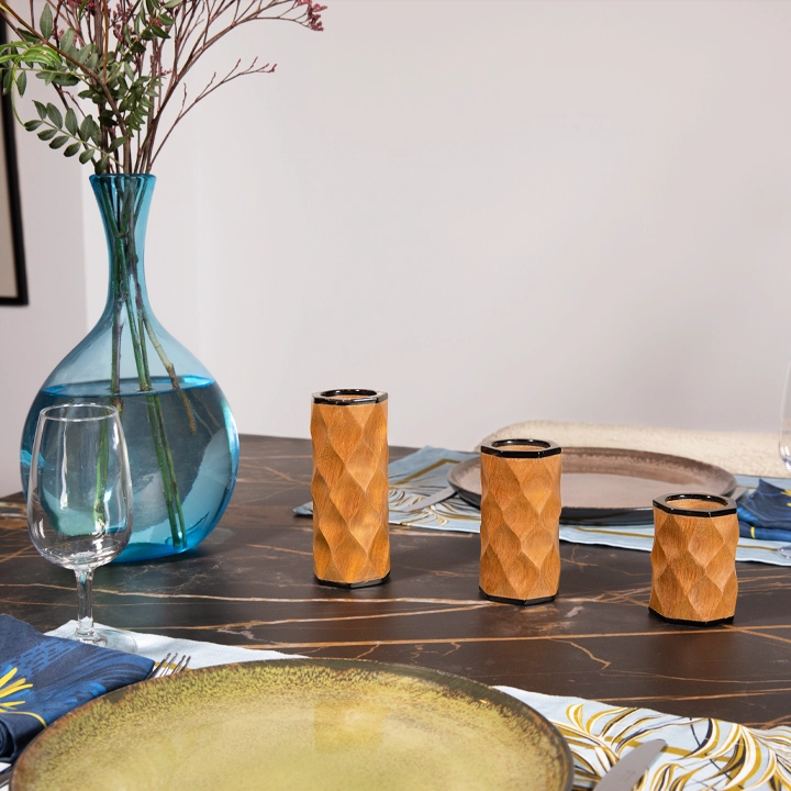 Lumina - Set of 3 handcrafted Candle Holders, styled in an interior