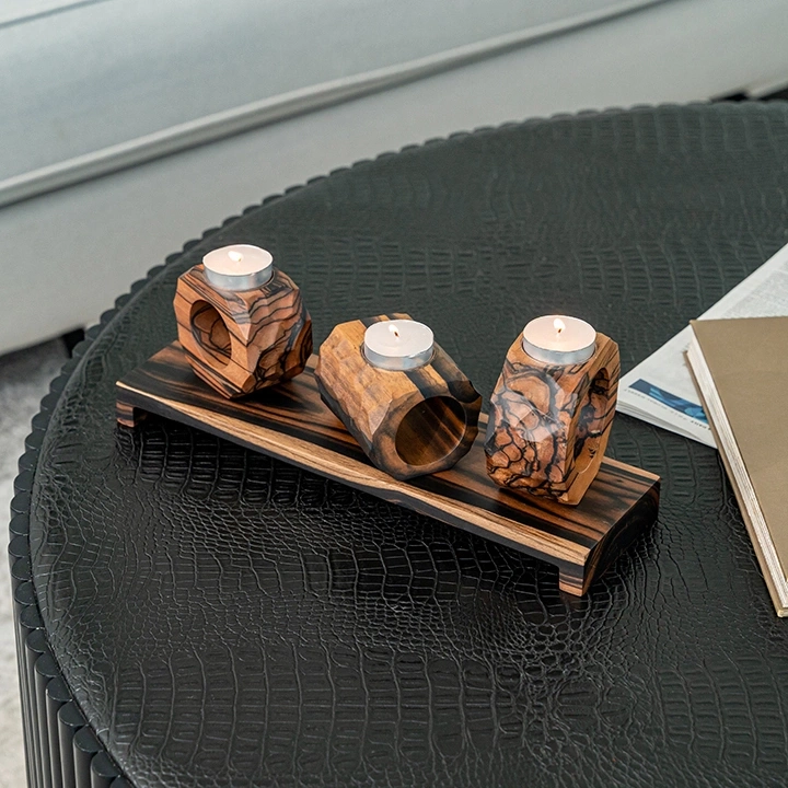 Phou Set with Stand handcrafted Candle Holders, styled in an interior