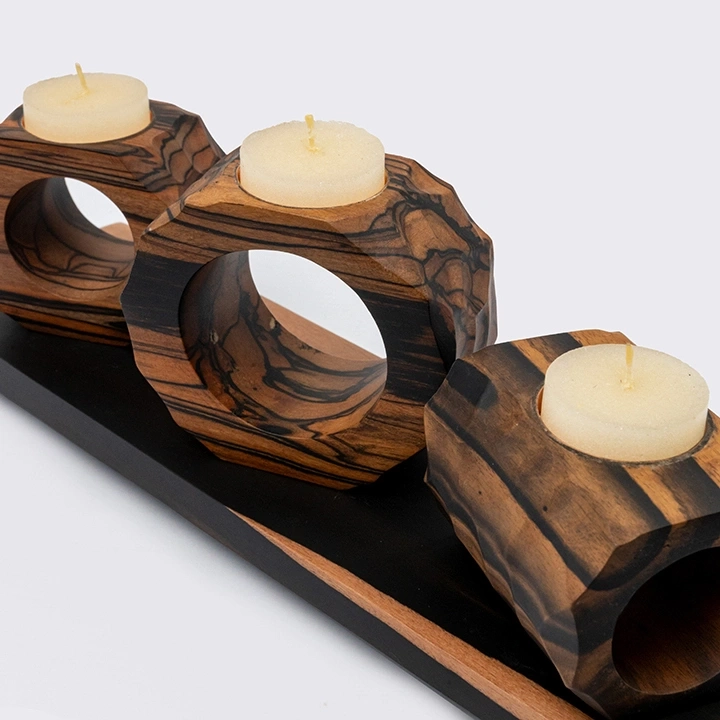 Phou Set with Stand handcrafted Candle Holders, detail