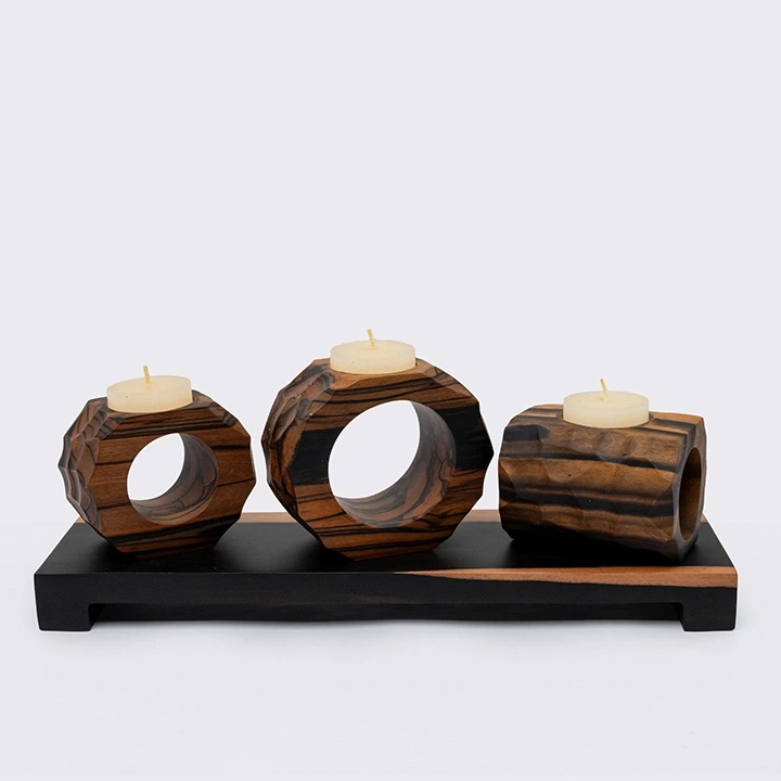 Phou Set with Stand handcrafted Candle Holders, detail