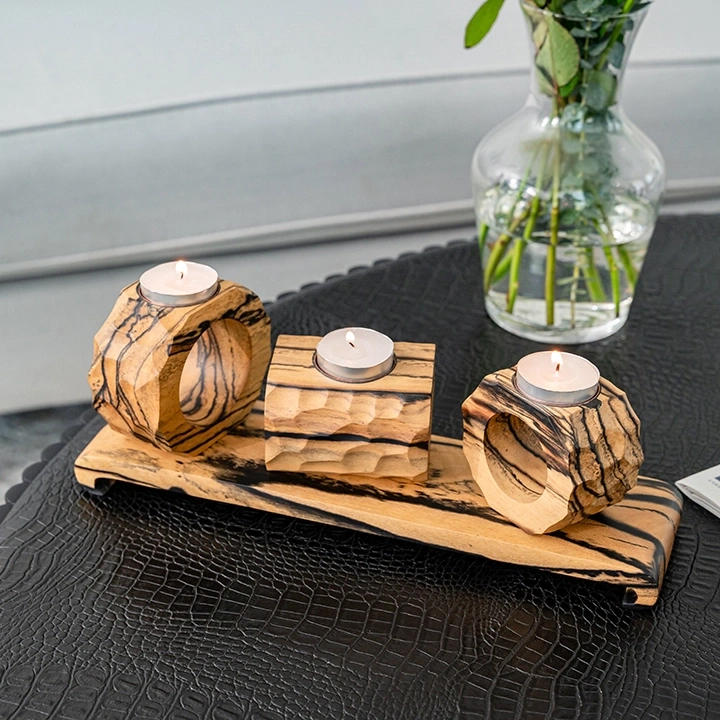 Phou Set with Stand handcrafted Candle Holders, styled in an interior