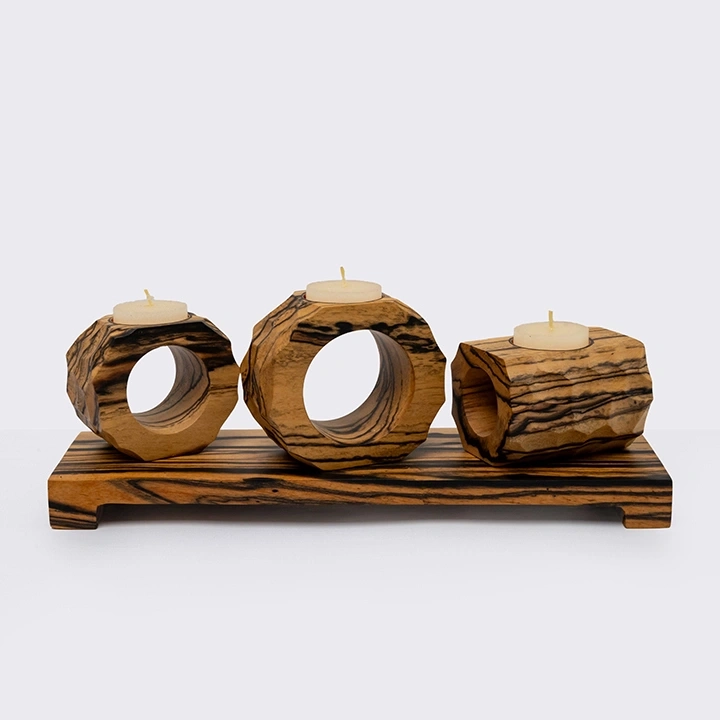 Phou Set with Stand handcrafted Candle Holders, detail