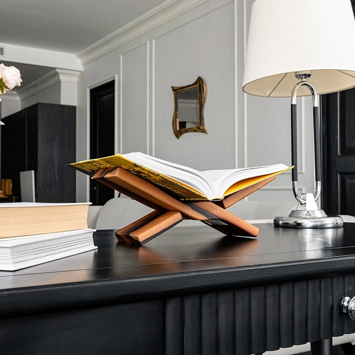 Lara handcrafted Book Stands, styled in an interior