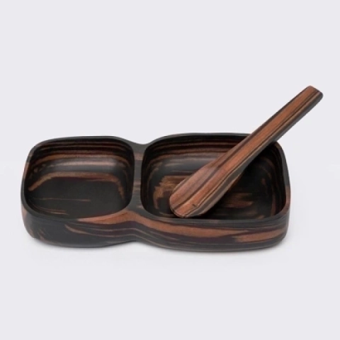 Sara handcrafted Condiment trays & trays, studio view