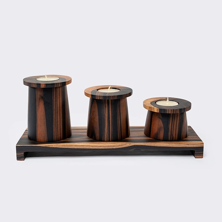 Candice set with stand handcrafted Candle Holders, detail