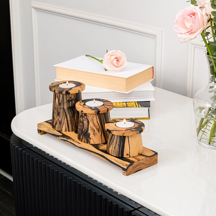 Candice set with stand handcrafted Candle Holders, styled in an interior