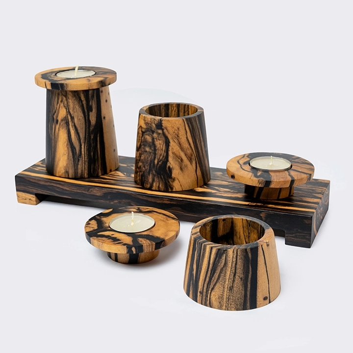 Candice set with stand handcrafted Candle Holders, detail