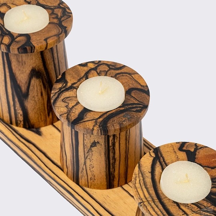 Candice set with stand handcrafted Candle Holders, detail