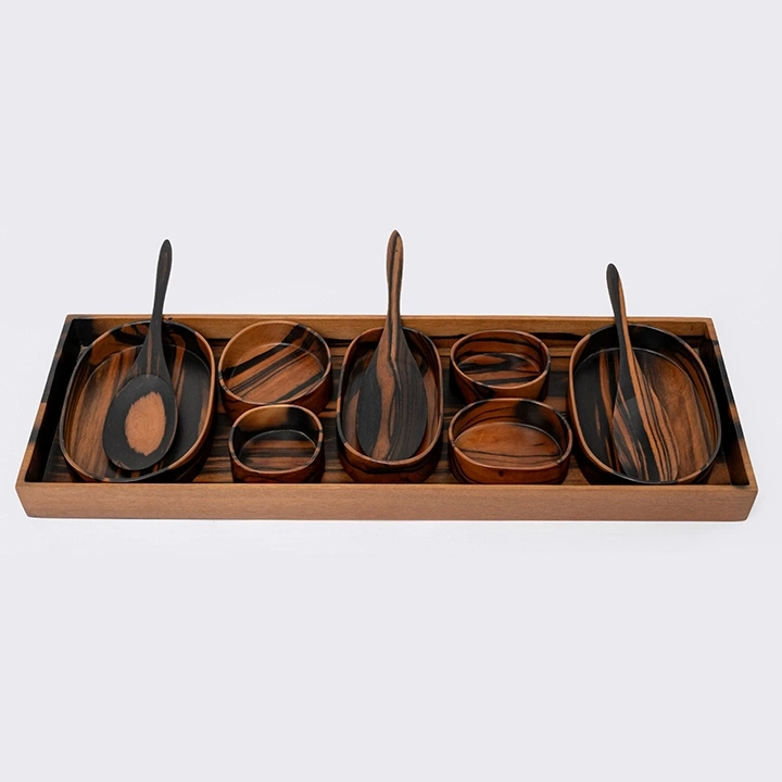 Mancala handcrafted Condiment trays & trays, detail
