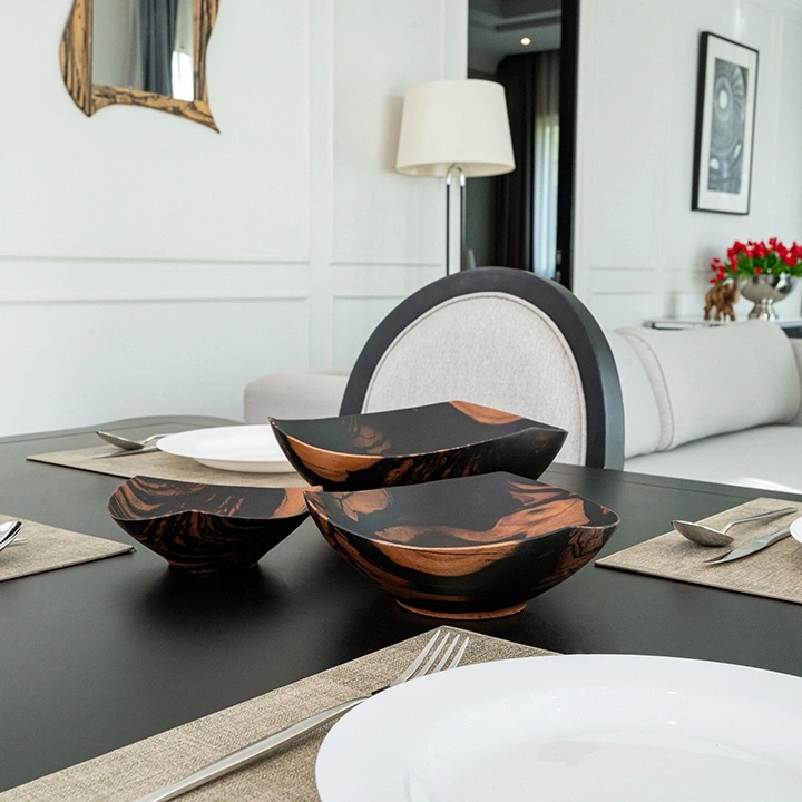 Trigon handcrafted Bowls, styled in an interior