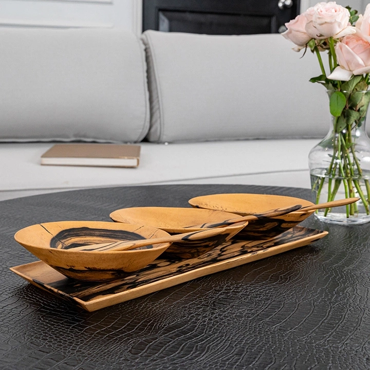 Tina handcrafted Condiment trays & trays, styled in an interior