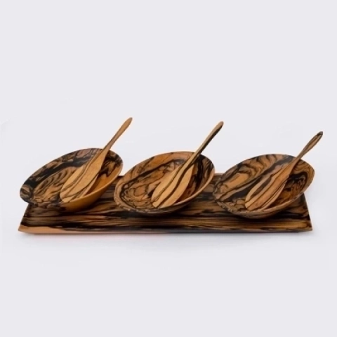 Tina handcrafted Condiment trays & trays, studio view