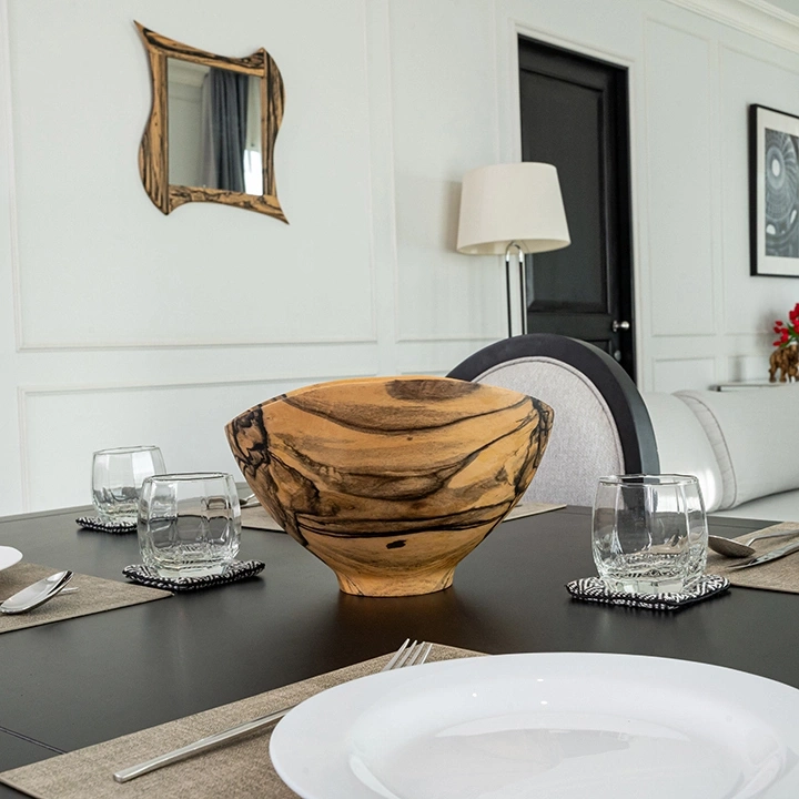Lilac handcrafted Bowls, styled in an interior