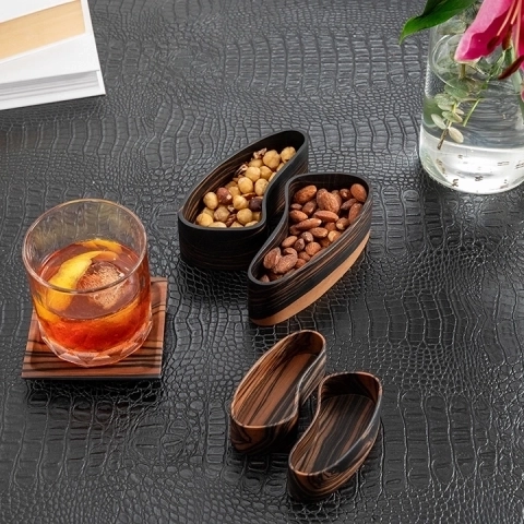 Zelda set of two handcrafted Condiment trays & trays, styled in an interior