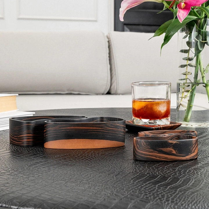 Zelda set of two handcrafted Condiment trays & trays, styled in an interior