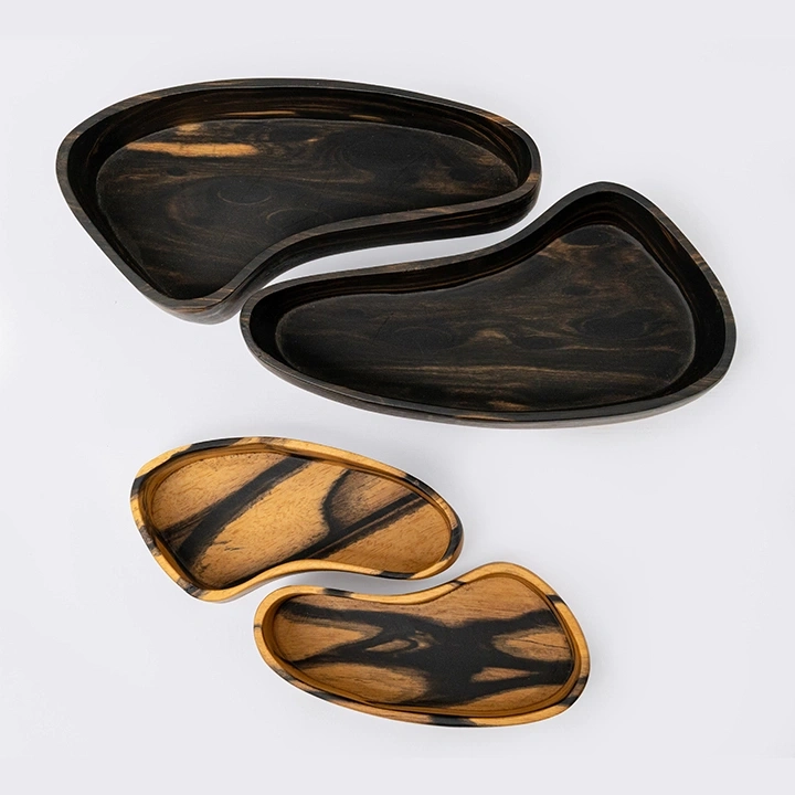 Zelda set of two handcrafted Condiment trays & trays, detail