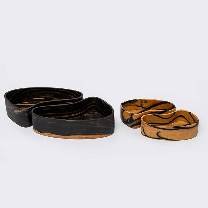 Zelda set of two handcrafted Condiment trays & trays, detail