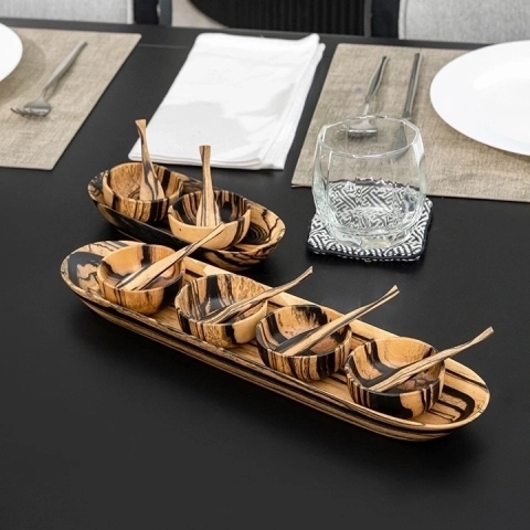 Zeal handcrafted Condiment trays & trays, styled in an interior