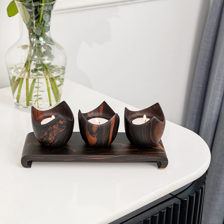 Tulips set with rounded stand handcrafted Candle Holders, styled in an interior