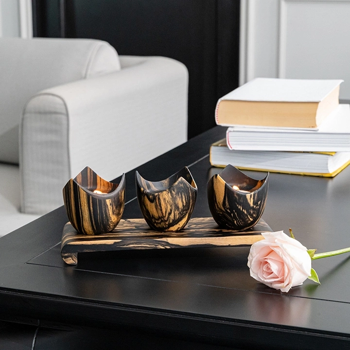 Tulips set with rounded stand handcrafted Candle Holders, styled in an interior