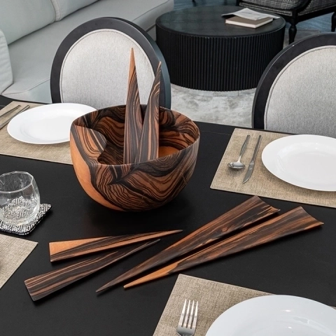 Spear handcrafted Chopsticks, Spoons & Salad Servers, styled in an interior