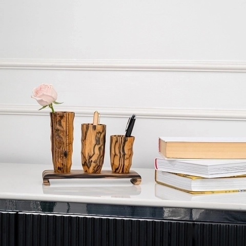 Pina set with stand handcrafted Vases, styled in an interior