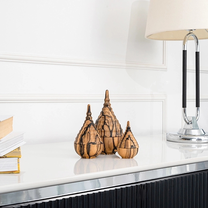 Conica handcrafted Boxes & Jars, styled in an interior