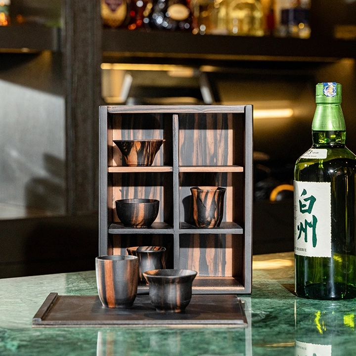 Sake Ecstasy set handcrafted Japanese Inspirations, styled in an interior