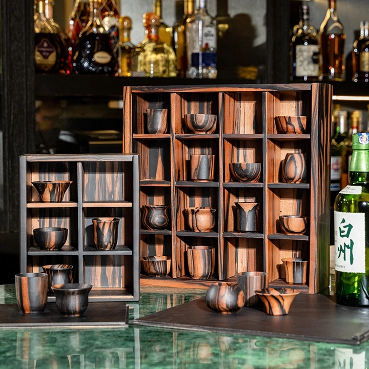 Sake Ecstasy set handcrafted Japanese Inspirations, styled in an interior