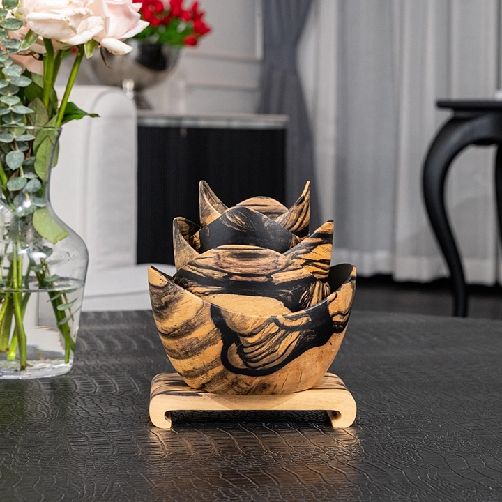 Lotus Dream set with stand handcrafted Bowls, styled in an interior