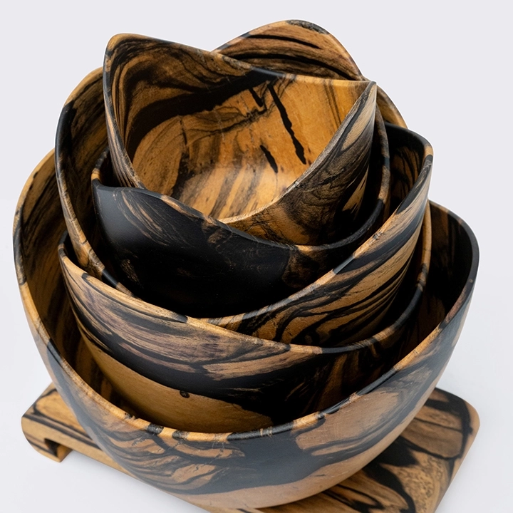 Lotus Dream set with stand handcrafted Bowls, detail