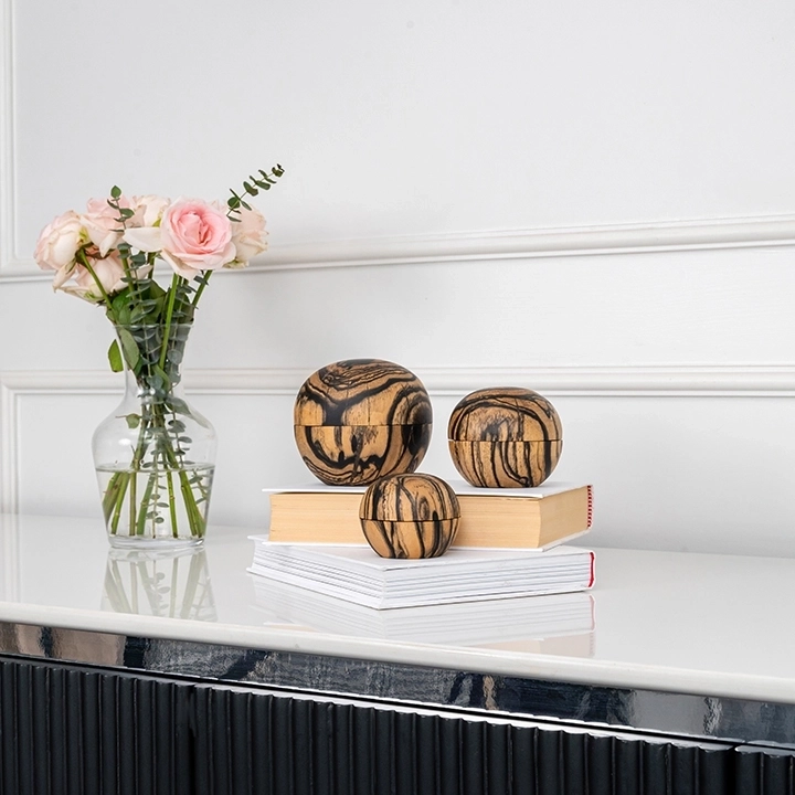 Vega handcrafted Boxes & Jars, styled in an interior