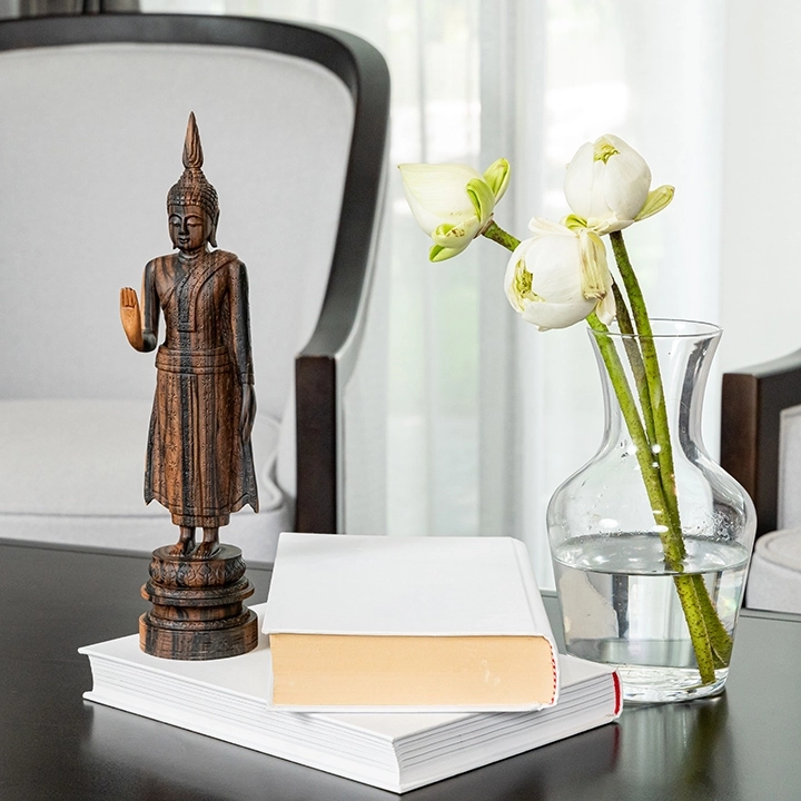 Saiyam handcrafted Sacred Art, styled in an interior