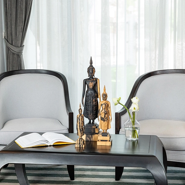 Yeun handcrafted Sacred Art, styled in an interior