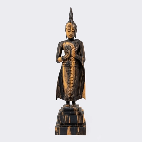 Studio shot of the Buddha sculpture.