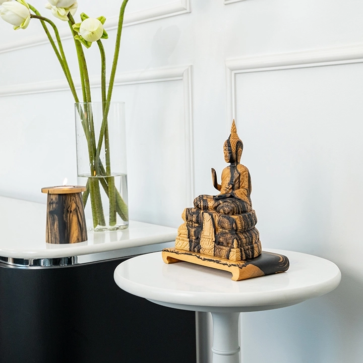 Ham Mane handcrafted Sacred Art, styled in an interior