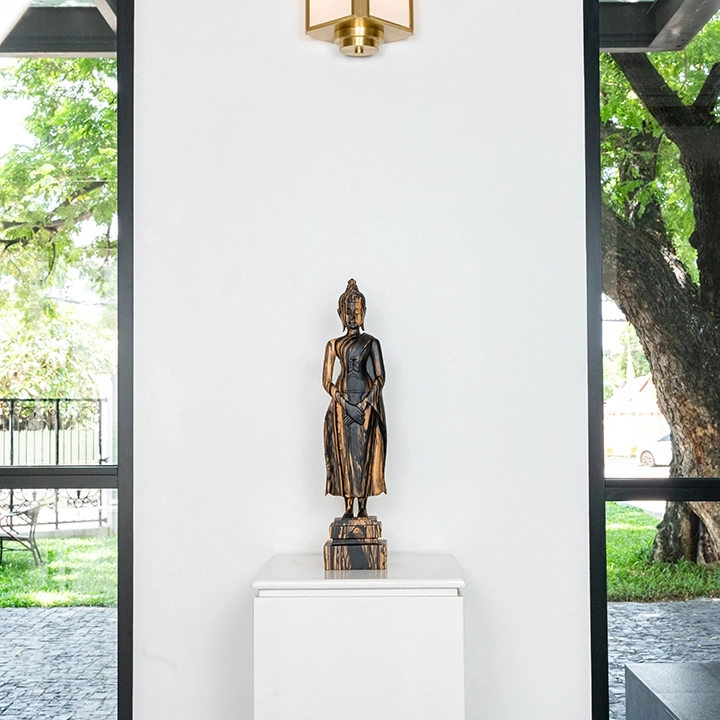 A Thit handcrafted Sacred Art, styled in an interior