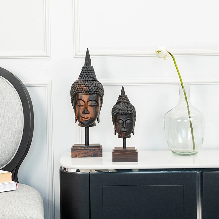 Vairochana handcrafted Sacred Art, styled in an interior