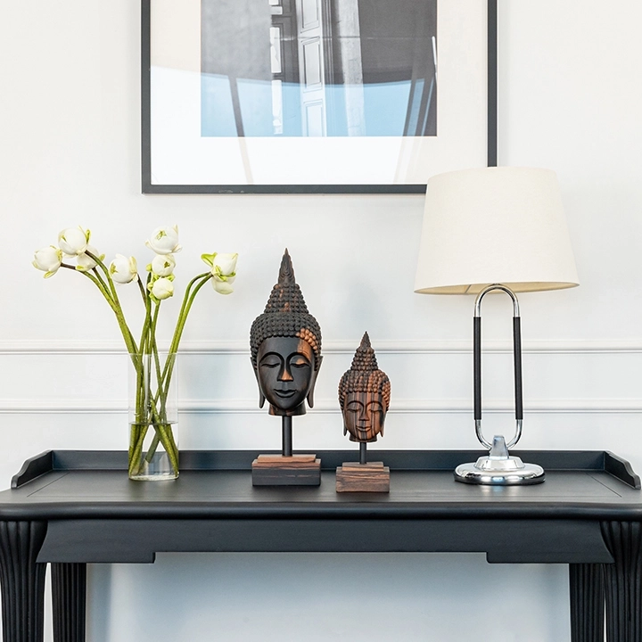 Ushnisha handcrafted Sacred Art, styled in an interior