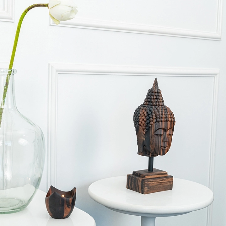 Ushnisha handcrafted Sacred Art, styled in an interior