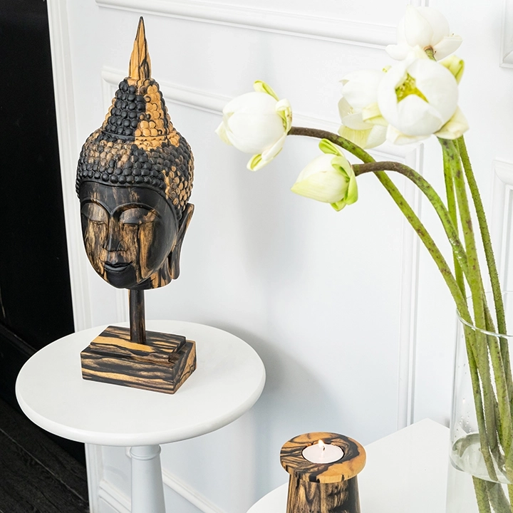 Ushnisha handcrafted Sacred Art, styled in an interior