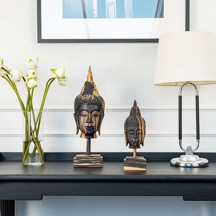 Ushnisha handcrafted Sacred Art, styled in an interior