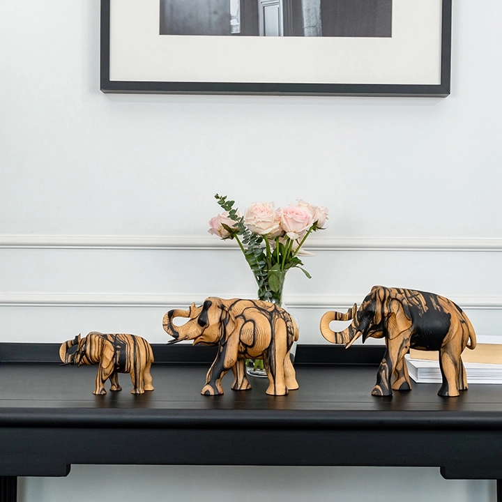 Tusker handcrafted Animal Sculptures, styled in an interior