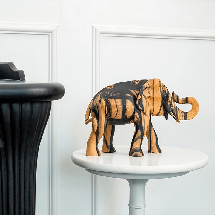 Tusker handcrafted Animal Sculptures, styled in an interior